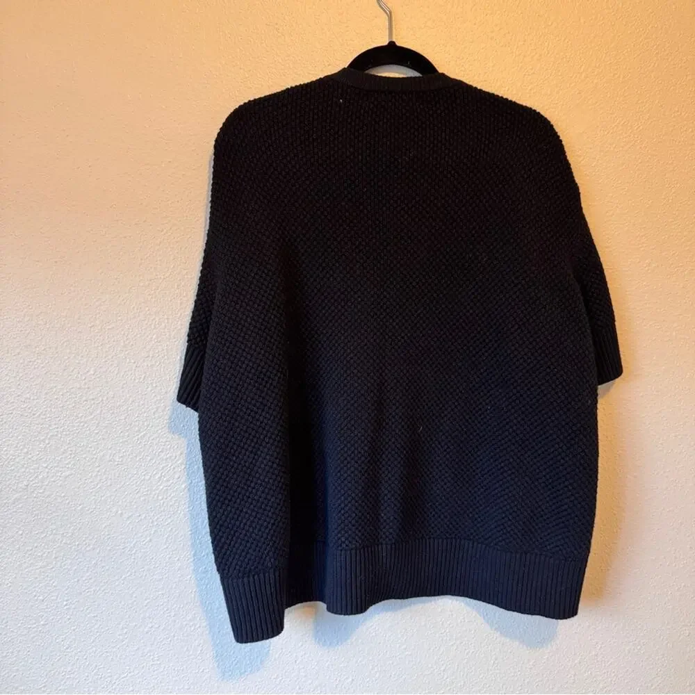 Banana Republic Black Chunky Knit Short Sleeve Sweater Womens M Fall Oversized